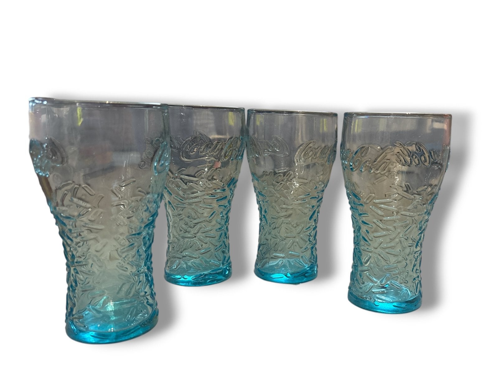4 Coca-Cola-glazen, Ophalen of Verzenden, Zo goed als nieuw, Frisdrankglas