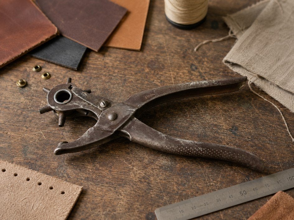 Vintage gaatjestang voor leer, textiel, kunststof, … OPRUIM!, Ophalen of Verzenden