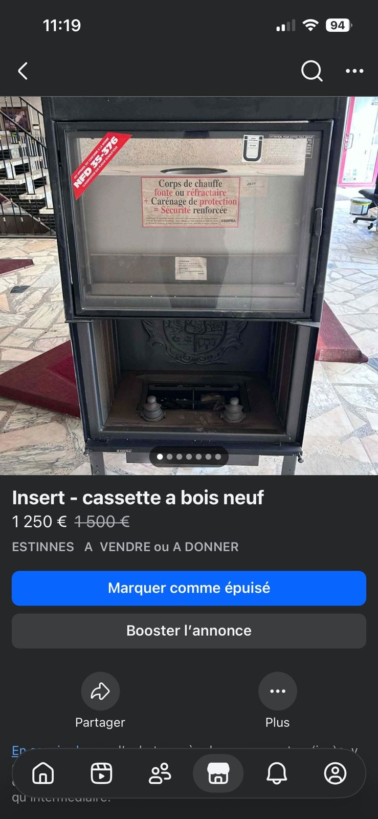Insert - cassette a bois neuf, Maison & Meubles, Enlèvement, Comme neuf
