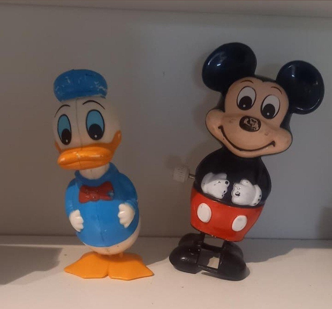 Oude opwindbare Donald duck en Mickey mouse jaren '70, Verzamelen, Ophalen of Verzenden