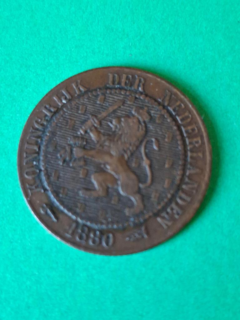 1880 halve stuiver in brons Willem III, Postzegels en Munten, Munten | Nederland, Verzenden, Koning Willem III, Overige waardes
