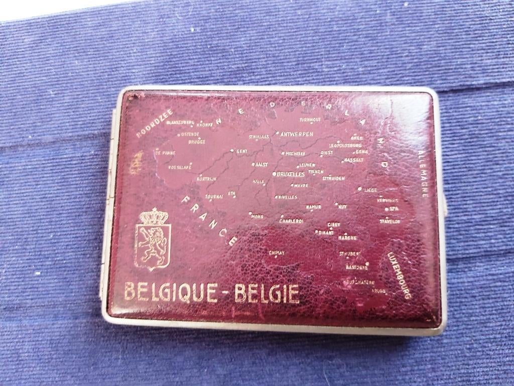 Sigaretten Doos Boîte België Belgique Leder Tabak Leger Sgt, Verzenden, Gebruikt, Tabaksdoos of Verpakking