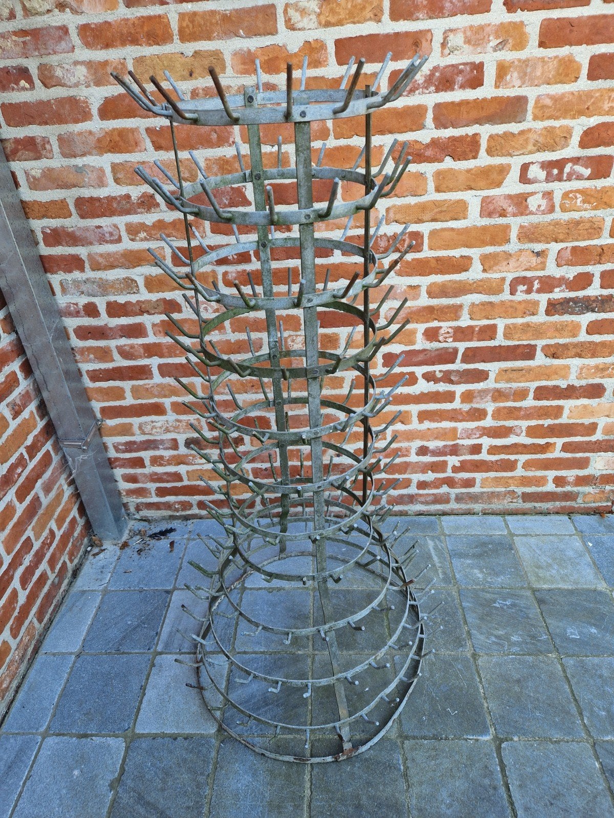 Xl oud gegalvaniseerd Frans flessenrek 130cm, Antiek en Kunst, Ophalen