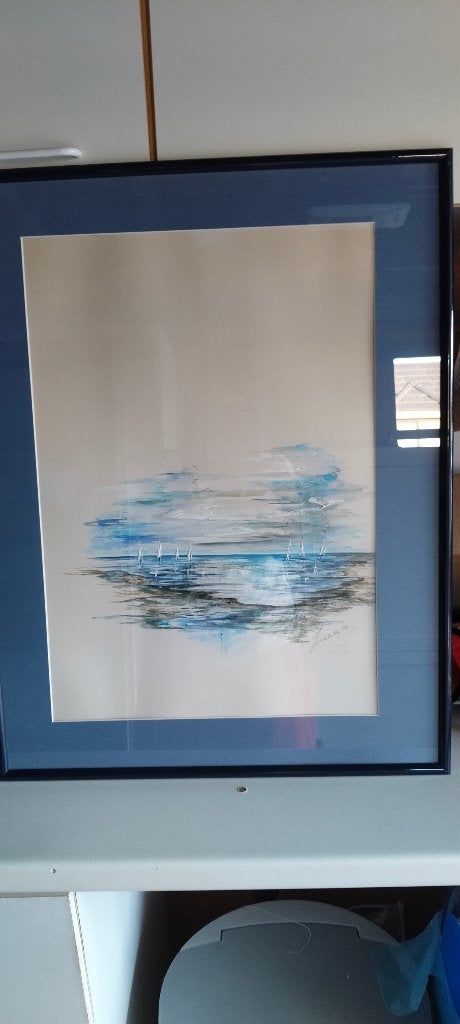 kader met schilderij prent, Ophalen, Maritiem / water
