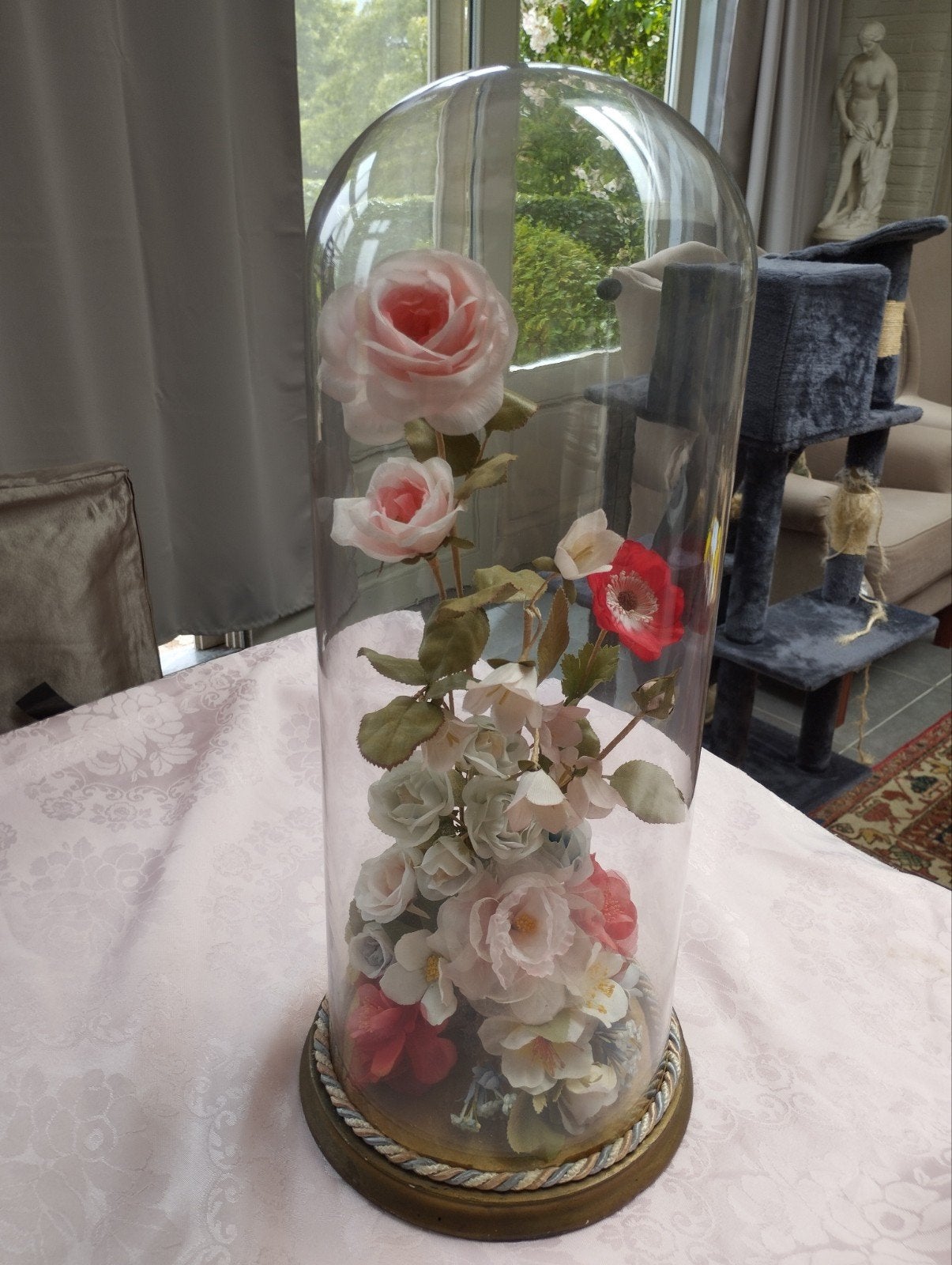 Oude glazen stolp 52 cm, Antiek en Kunst, Ophalen
