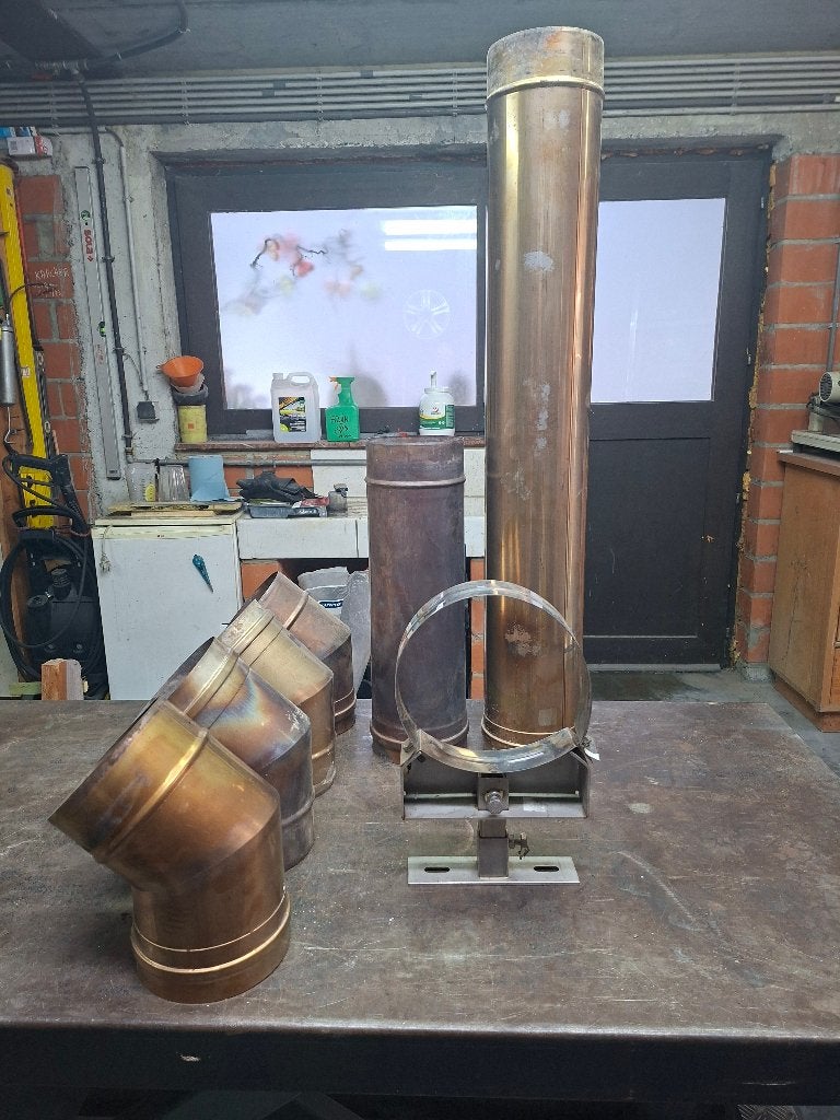 Kachelpijp Jeremias Diameter 150  RVS, Ophalen, Gebruikt, Kachel