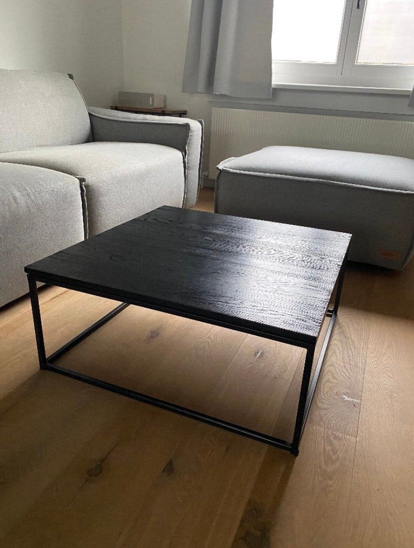 Ethnicraft Thin salontafel, Ophalen, 50 tot 100 cm, Vierkant, 50 tot 100 cm