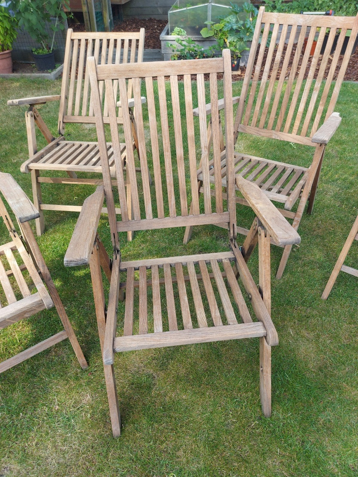 Teak stoelen, Tuin en Terras, Tuinstoelen, Ophalen, Hout, Verstelbaar