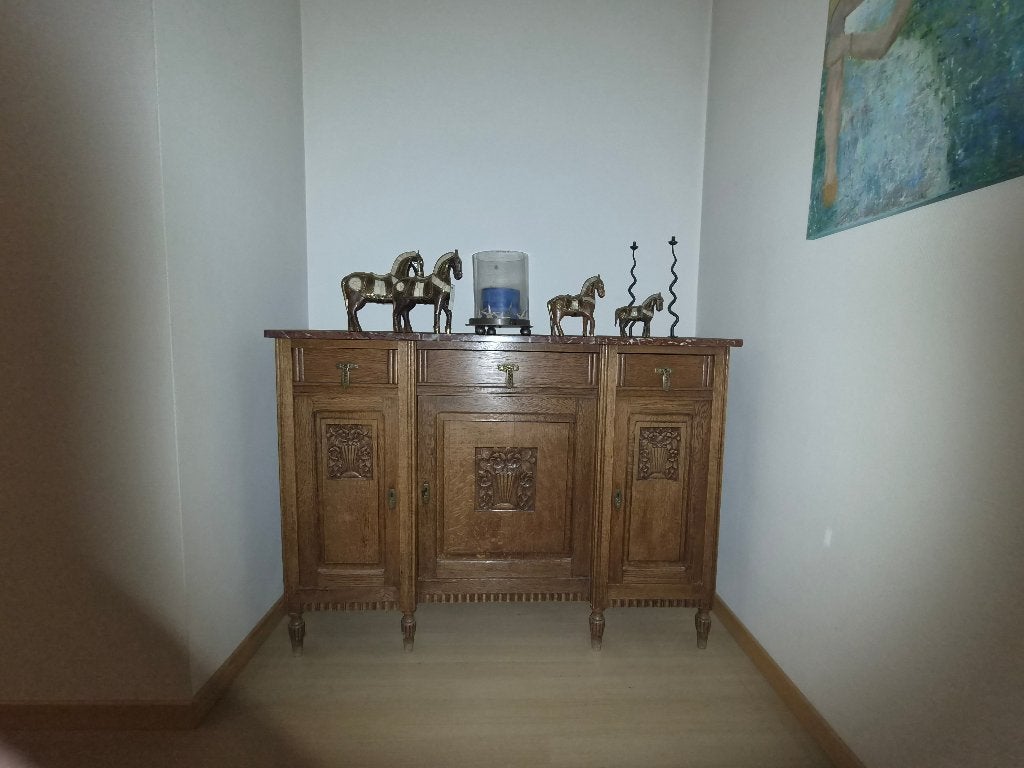 Halkast / dressoir met marmeren blad, Ophalen, Gebruikt, Antiek / klassiek, 25 tot 50 cm