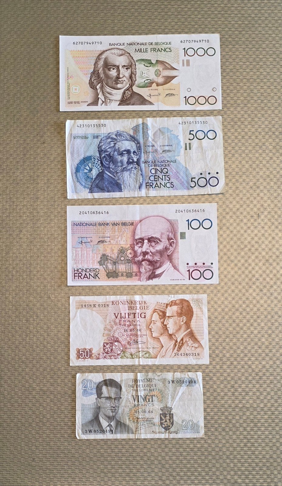 Reeks oude bankbiljetten Belgische frank, Postzegels en Munten, Munten en Bankbiljetten | Verzamelingen, Ophalen, Bankbiljetten