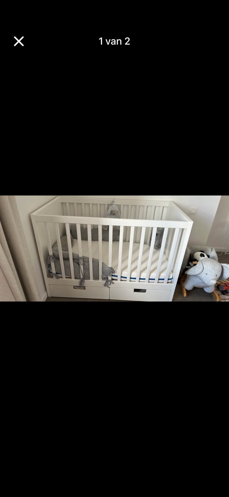 Lit bébé avec 2 tiroirs, Enlèvement, Utilisé