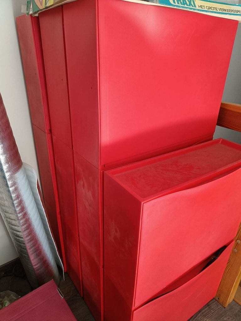rode IKEA Trones schoenenkasten / opbergkasten, Ophalen, Gebruikt
