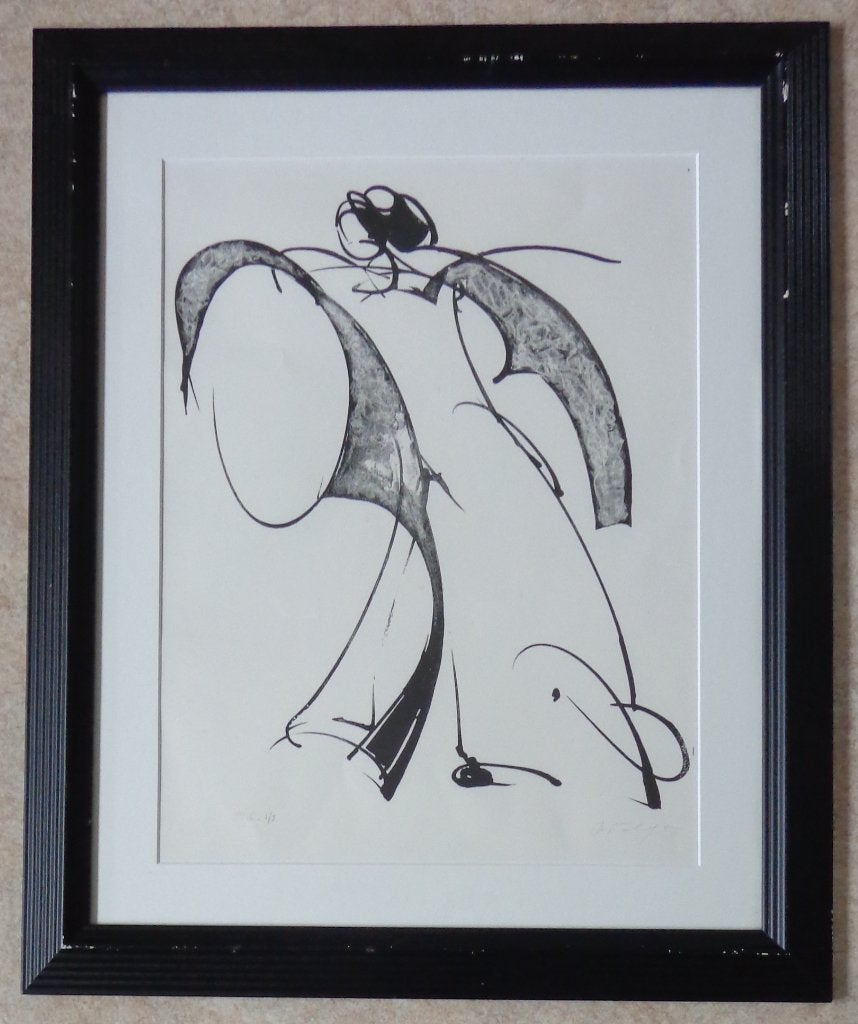 MARIA TALAGA / FIGUUR / ZW-W LITHO / 79x65cm / KADER / SIG, Avec verre, Enlèvement, Abstrait, Lithographie