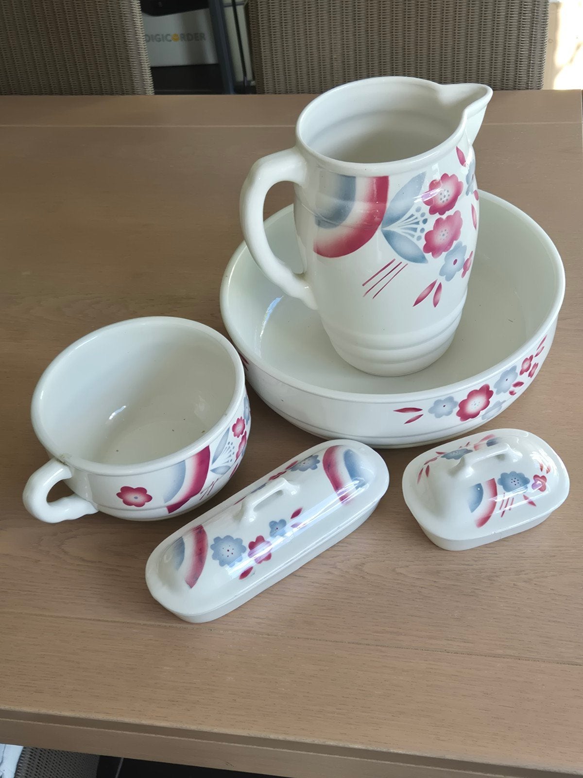 Évier en porcelaine, lavabo, porte-savon et bol d'eau, Antiquités & Art, Enlèvement ou Envoi