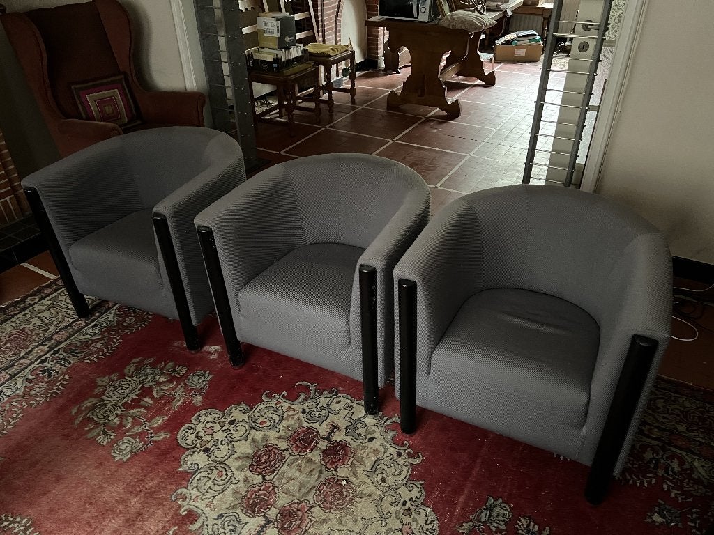 Drie clubzeteljes in Art-Deco stijl, Huis en Inrichting, Ophalen, Hout, Gebruikt, Eenpersoons