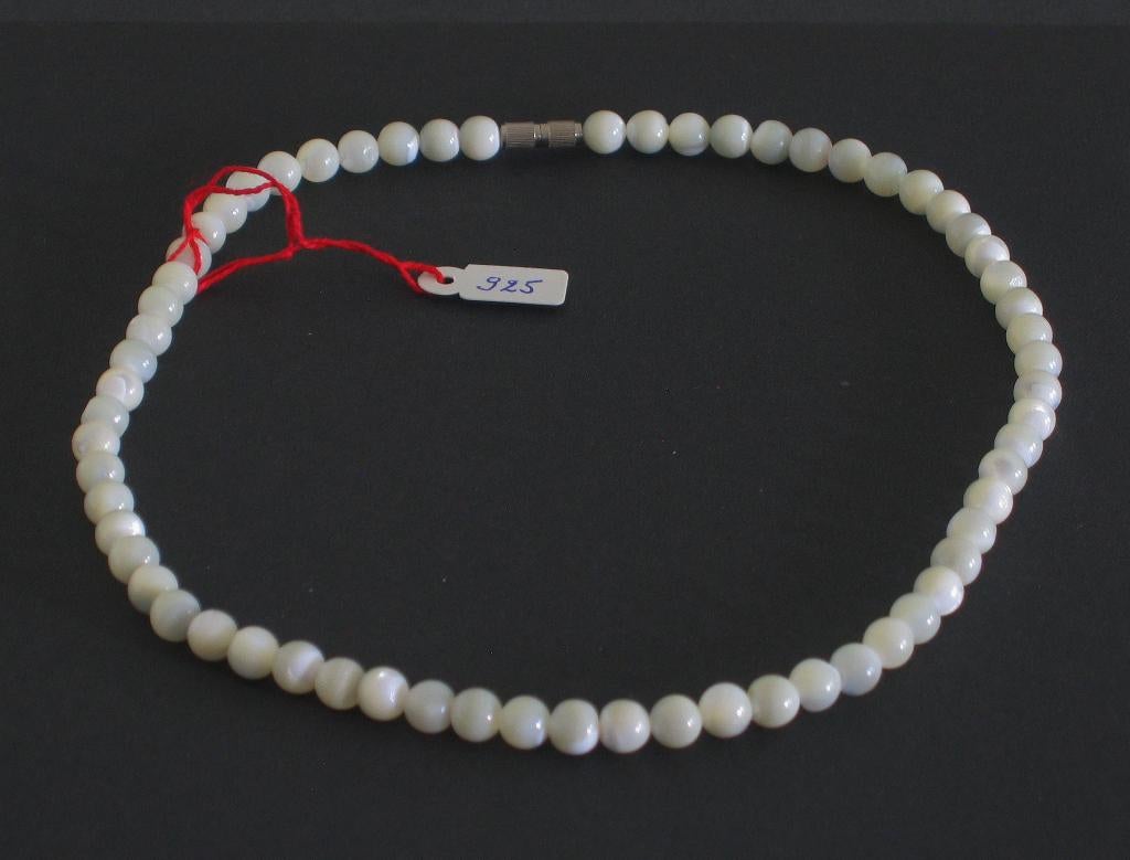 Halssnoer  in  parelmoer  -  925, Bijoux, Sacs & Beauté, Colliers, Enlèvement ou Envoi, Neuf, Blanc, Pierre ou Minéral