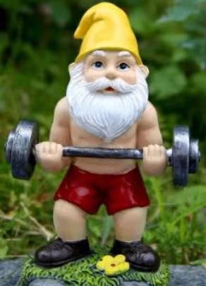 Belle statue de jardin Haltérophile Leprechaun Jaune (15 cm)