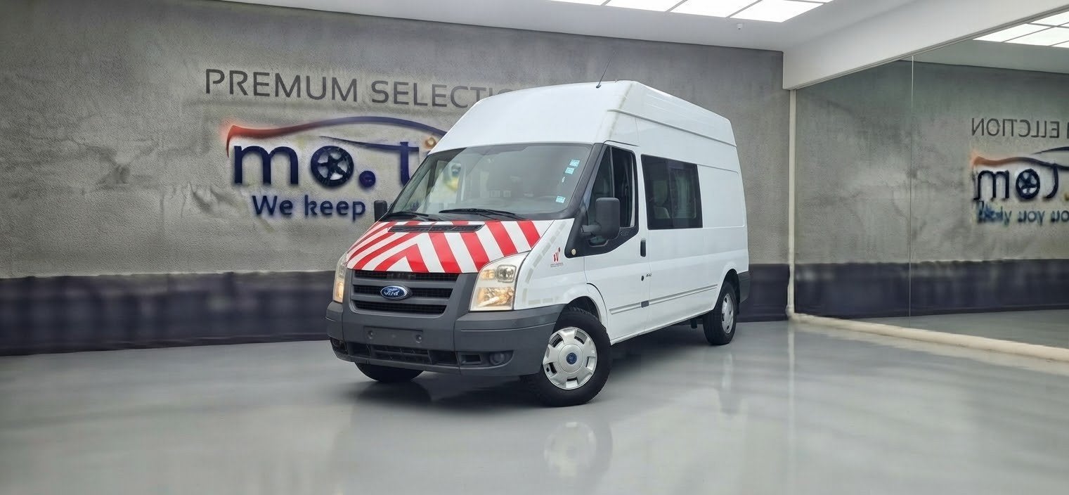Ford Transit Maxi Dubbel Cabine 80dkm, Auto's, Dealer onderhouden, Wit, Bedrijf, Diesel