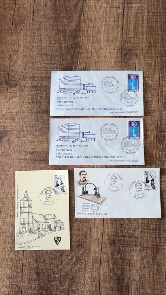 Enveloppes journée du timbre jeumont 1978 et 1985, Envoi