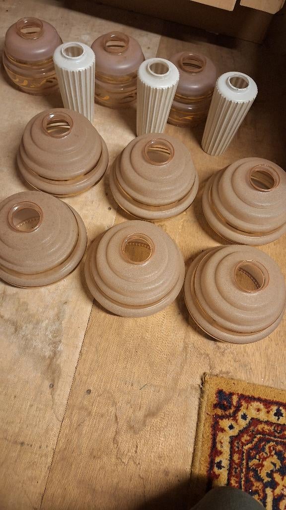 Diverse glazen lampekappen, Enlèvement, Utilisé, Autres formes, 25 à 50 cm