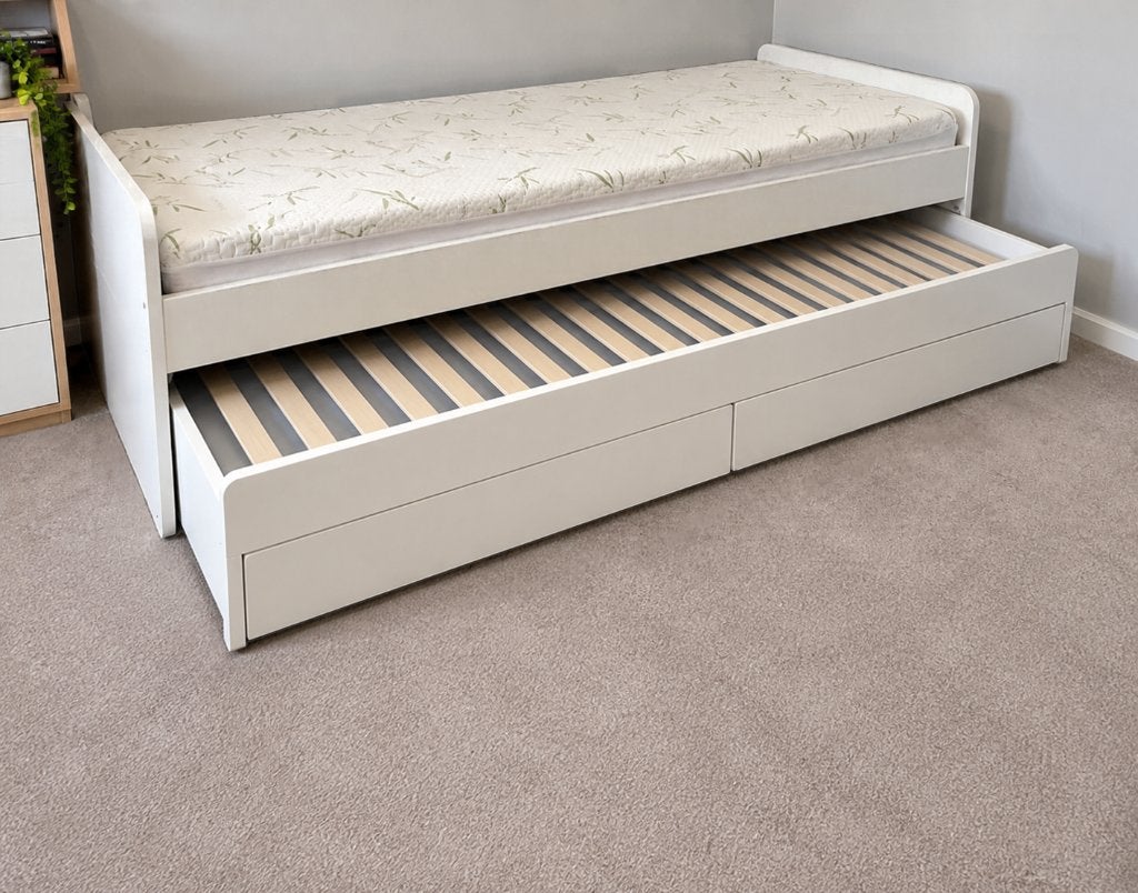 2 lits IKEA SLÄKT avec lit gigogne et rangements, 90 cm, Enlèvement, 200 cm, Une personne