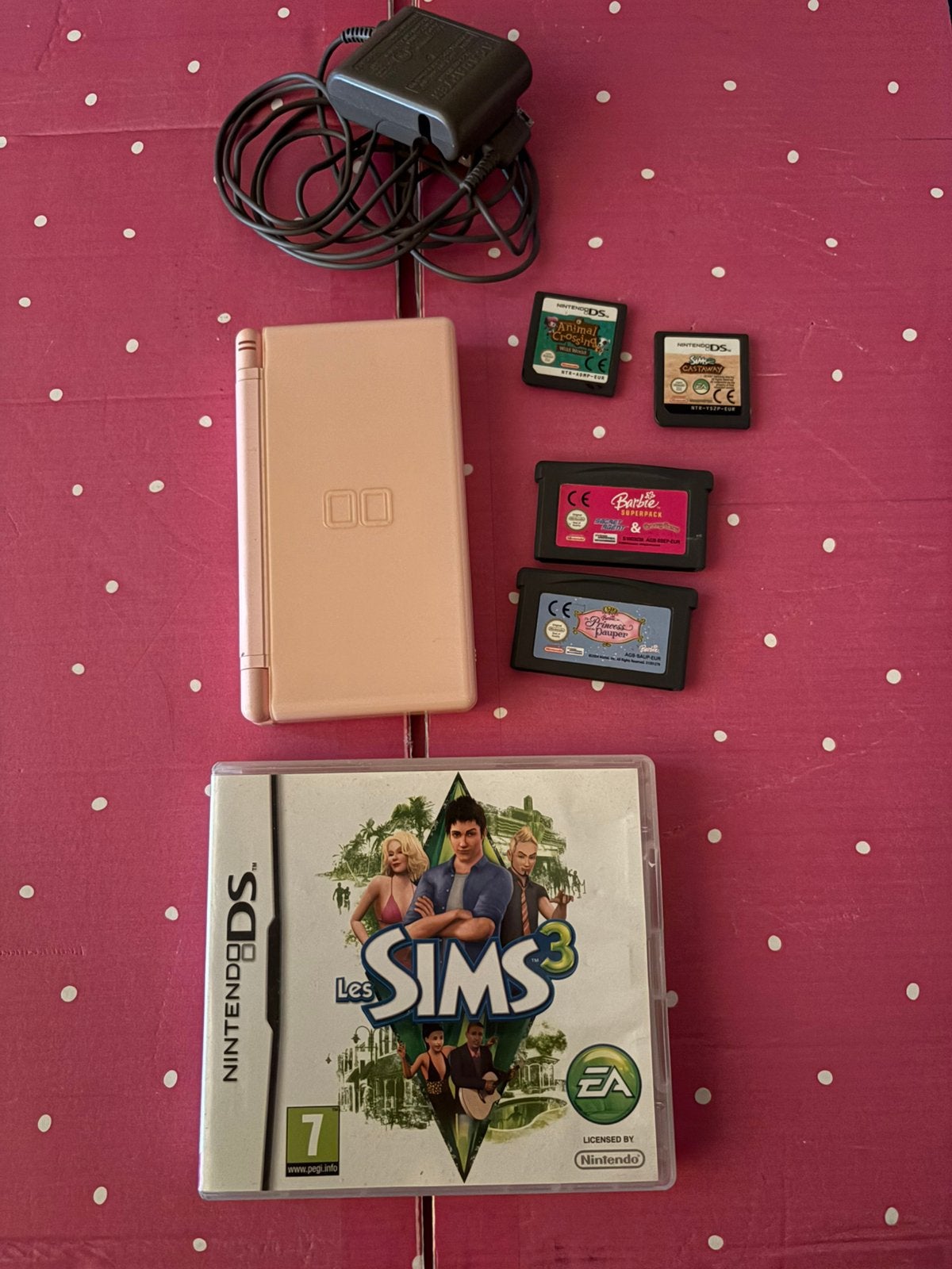 Nintendo DS + games, Games en Spelcomputers, Ophalen, Zo goed als nieuw, Roze