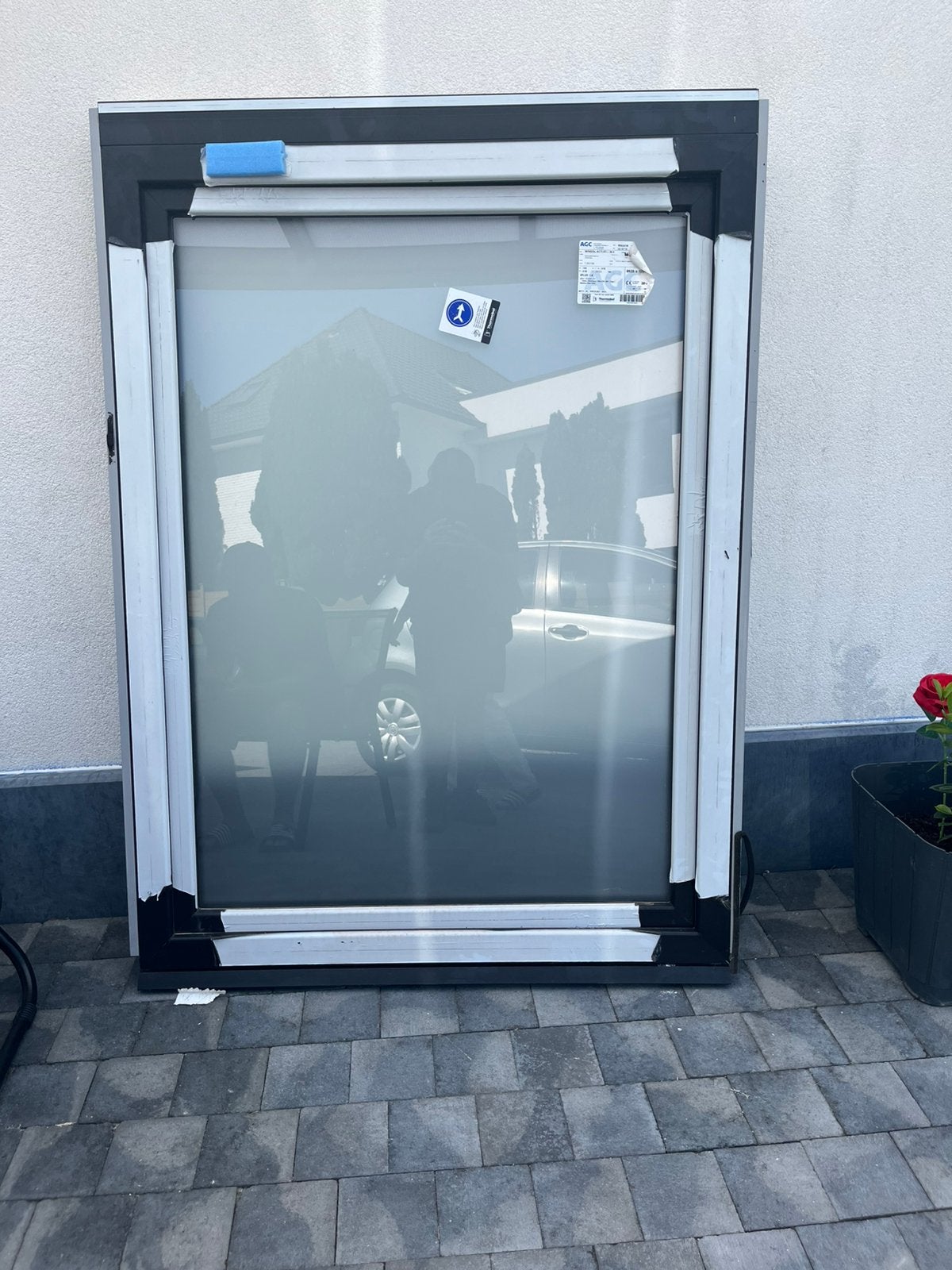 PVC raam zwart Winsol, Ophalen, Zo goed als nieuw, Raamkozijn, Inclusief glas