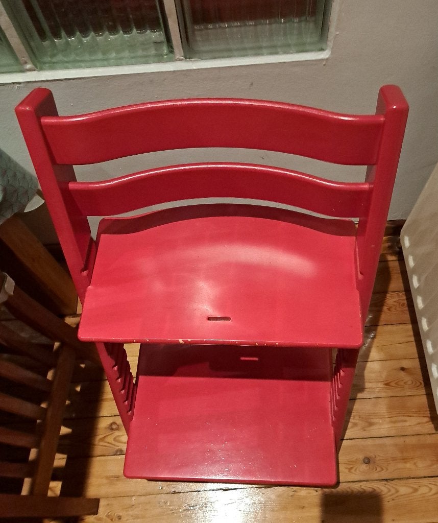 Tripp Trapp Stokke meegroeistoel kersenrood, Ophalen, Gebruikt, Meegroeistoel