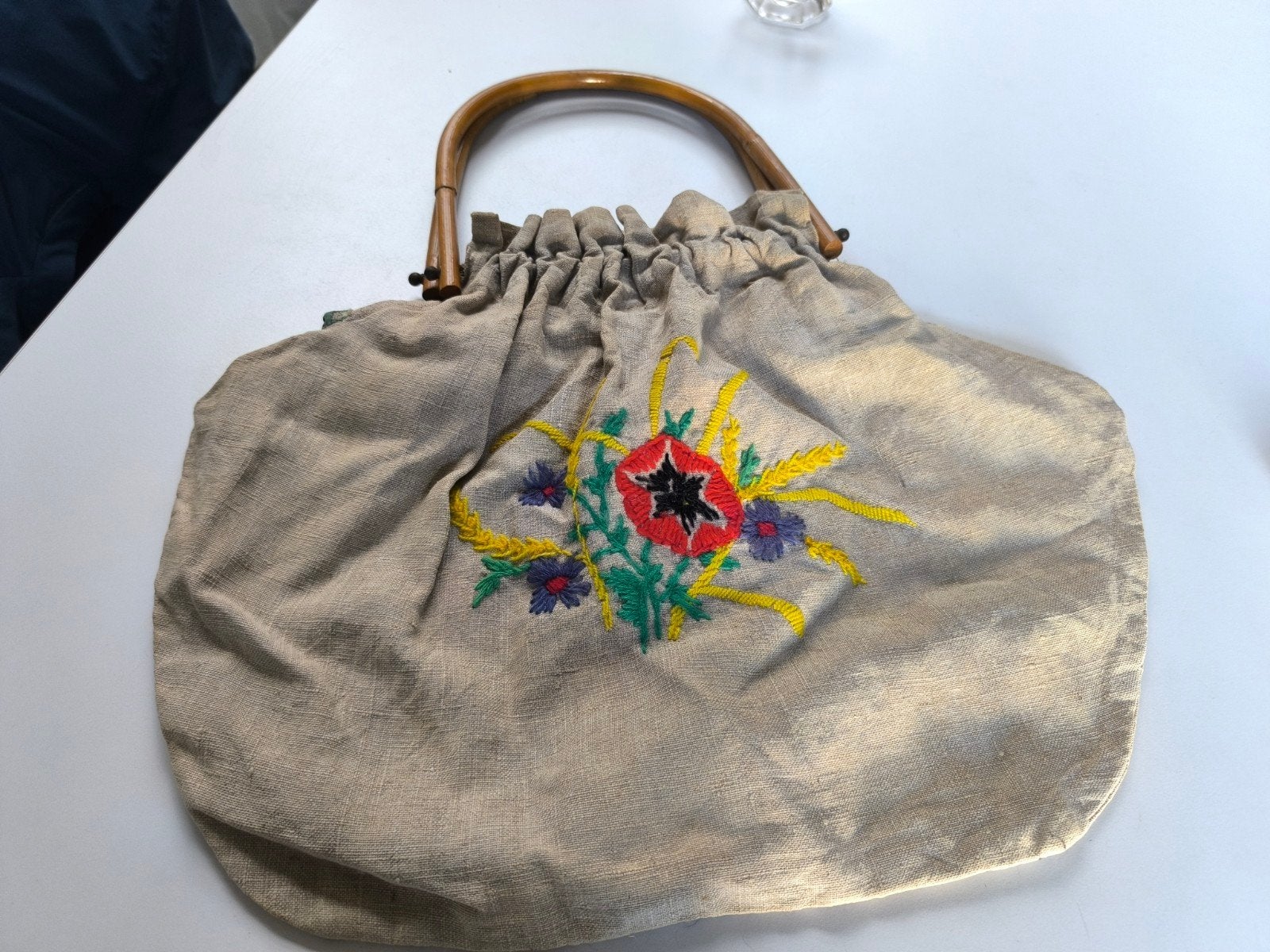 Linnen handtas, jaren 70, Verzamelen, Retro, Ophalen of Verzenden