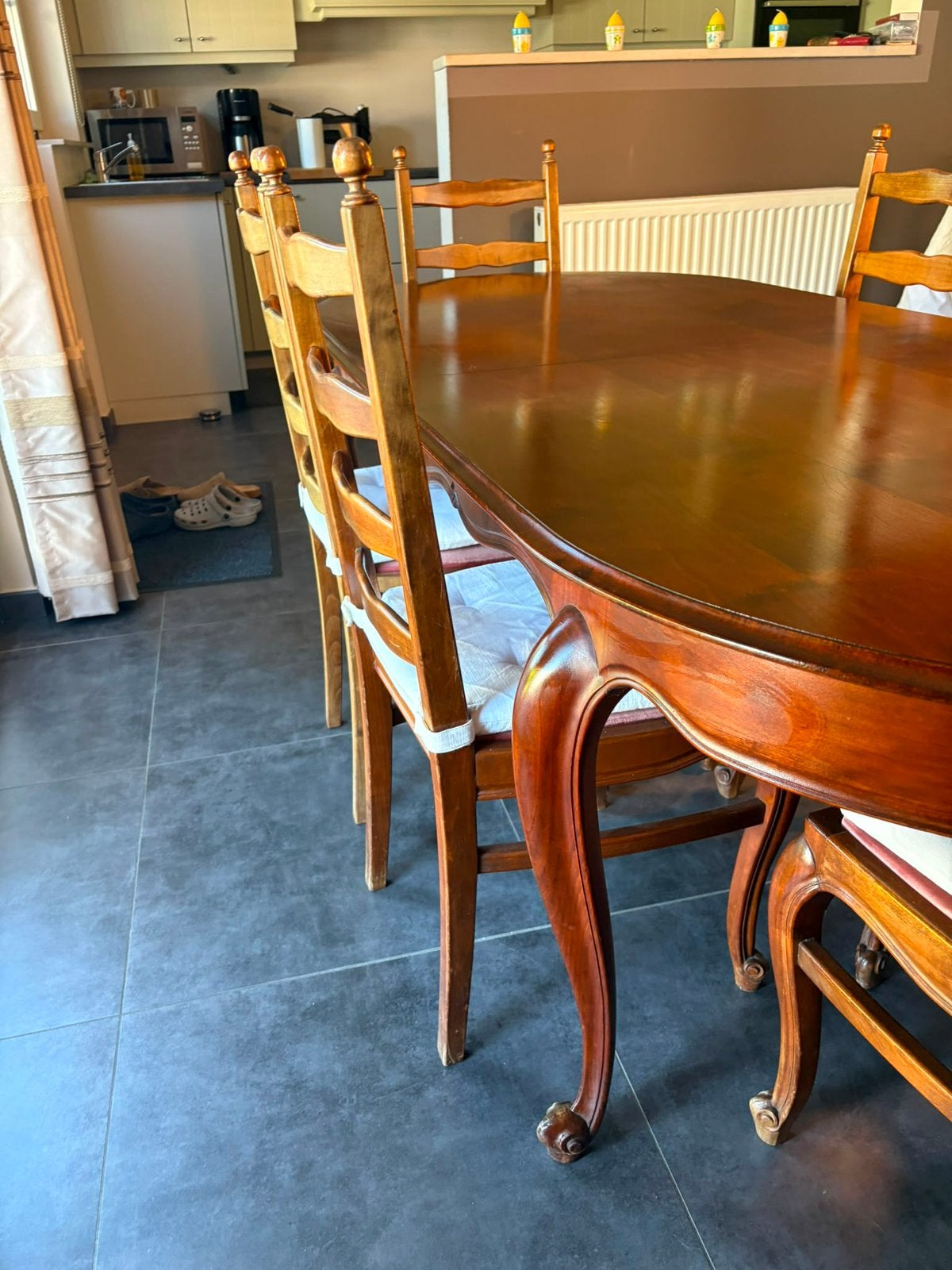 Prachtige kerselaren (hoogstam) uitschuifbare tafel +stoelen, Ophalen, Gebruikt, Klassiek, Vijf personen of meer