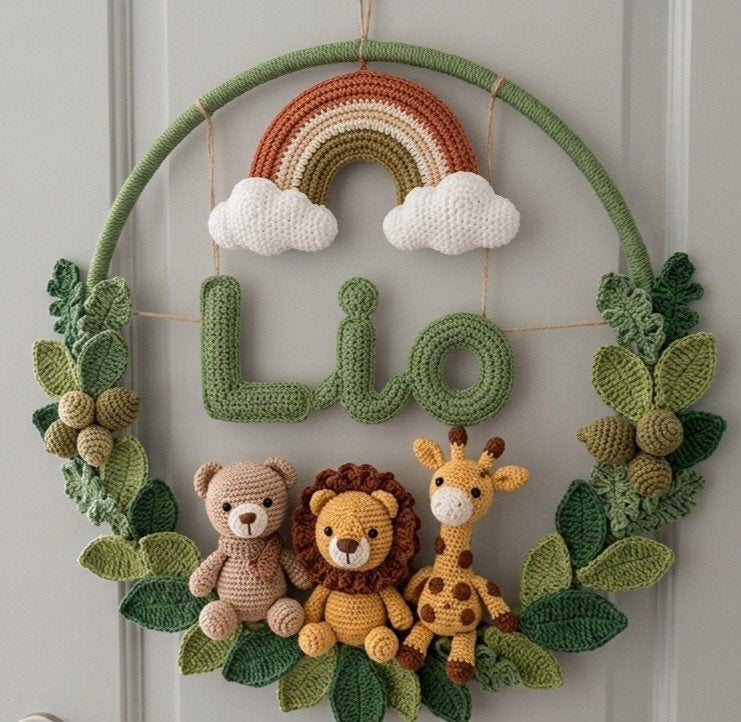 deur/ muurmobiel safarie babykamer, Kinderen en Baby's, Ophalen of Verzenden, Handgemaakt, Wanddecoratie