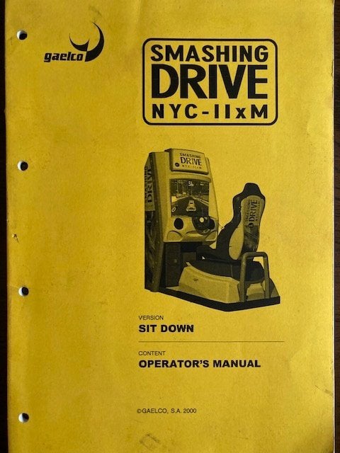 GAELCO SMASHING DRIVE OPERATOR'S MANUAL version Sit down, Verzamelen, Automaten | Overige, Ophalen of Verzenden, Zo goed als nieuw
