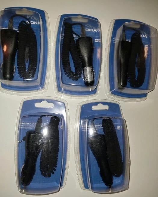 6 Originele vintage Nokia autoladers DC-4, Telecommunicatie, Ophalen of Verzenden, Nieuw, Nokia
