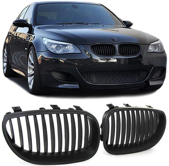 Grill Nierenset BMW 5 Serie E60 E61 mat zwart 2003-2007, Auto diversen, Auto-accessoires