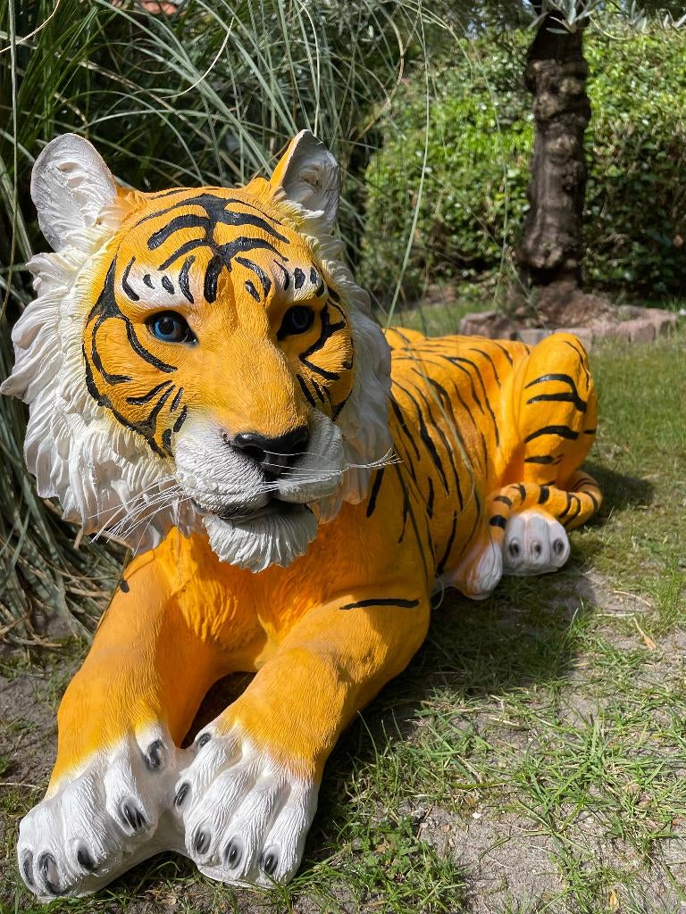 Beeld tijger tuin, gazon, dierentuin, boerderij 85cm, Ophalen, Nieuw, Kunststof, Dierenbeeld