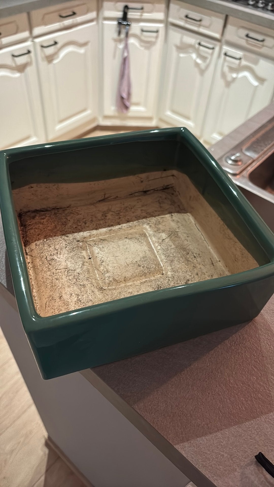 Vintage dark green ceramaic pot flower plant planter, Ophalen, Zo goed als nieuw