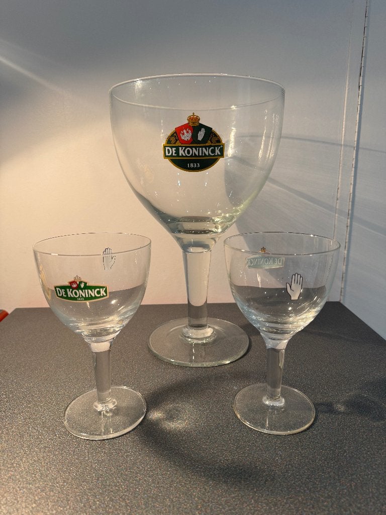 De Koninck bierglazen – 1 XL glas + 2 originele glazen, Enlèvement, Comme neuf, Verre à bière