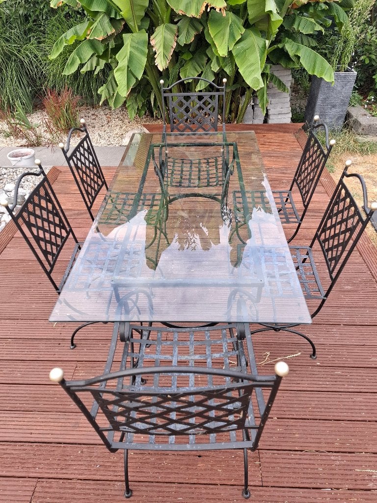 Tuintafel en stoelen, Ophalen, Gebruikt, Rechthoekig, Overige materialen