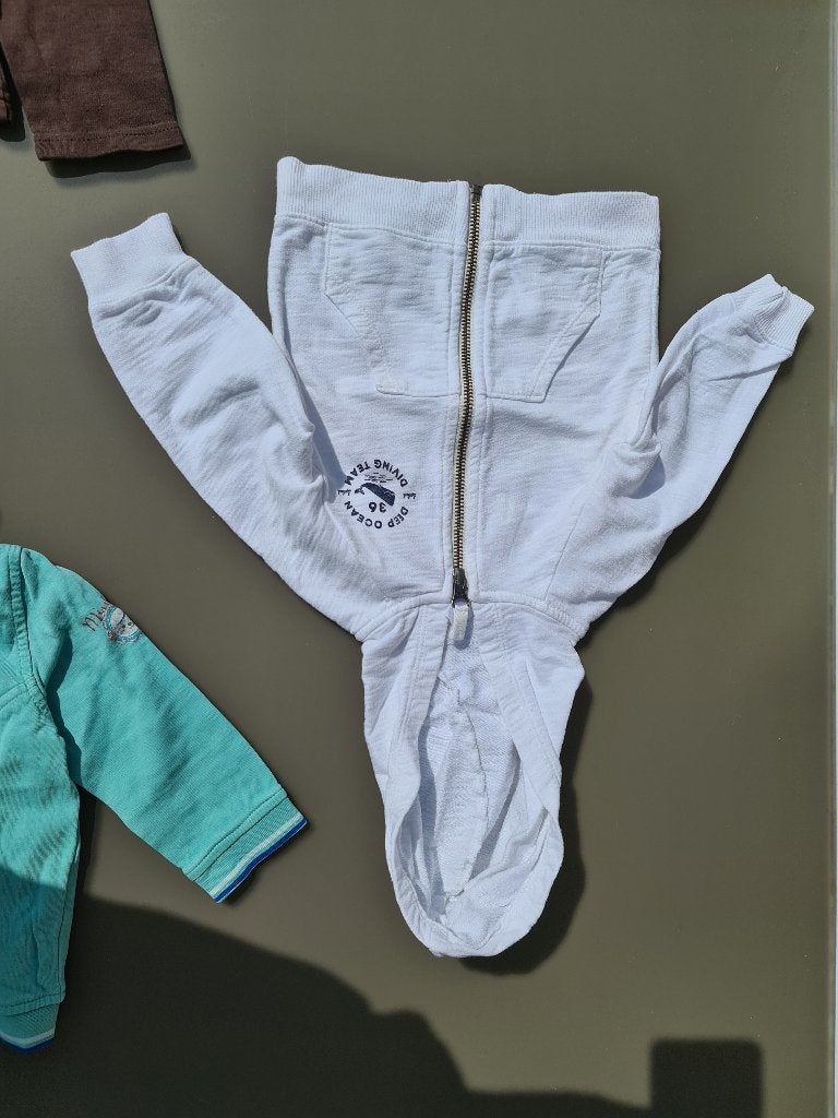 witte cardigan, gillet, pull, trui, hoody met rits12m/74cm, Ophalen, Zo goed als nieuw