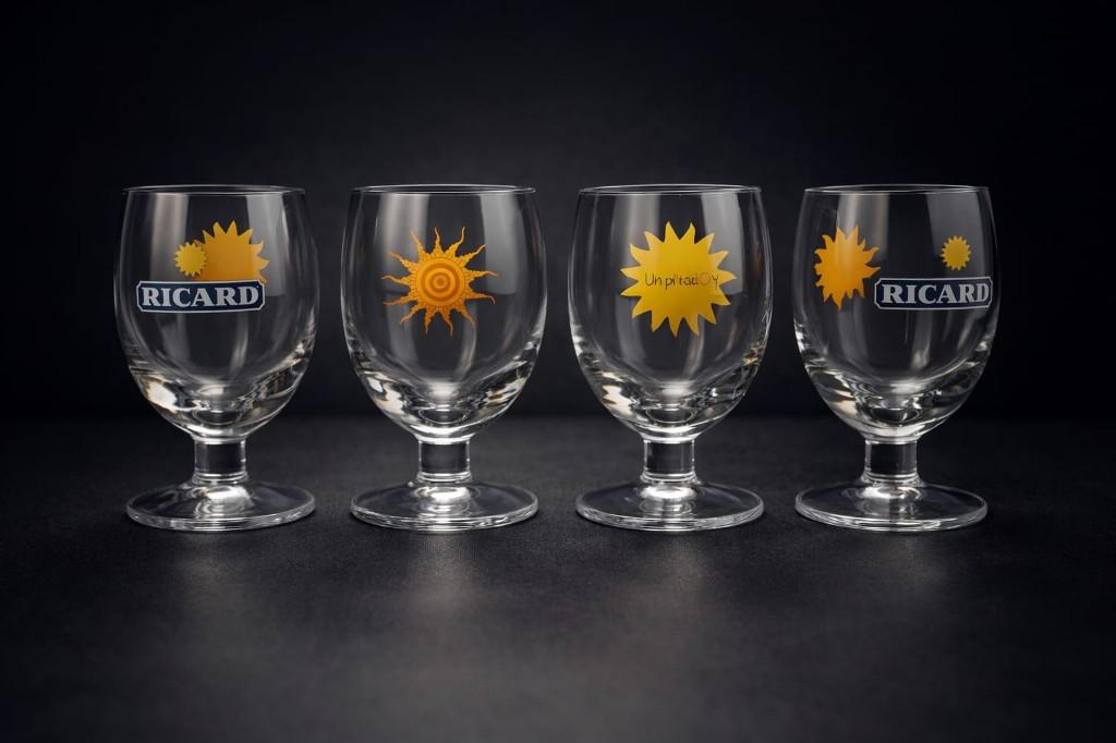 4 Ricard-glaswerk in de vorm van een ballon, Verzamelen, Glas en Drinkglazen, Nieuw, Ophalen