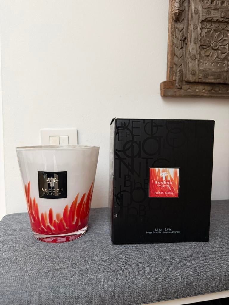 Pot Bougie Baobab Vide Max 16 Feathers Maasai rouge, Enlèvement, Comme neuf, Rouge, Bougie