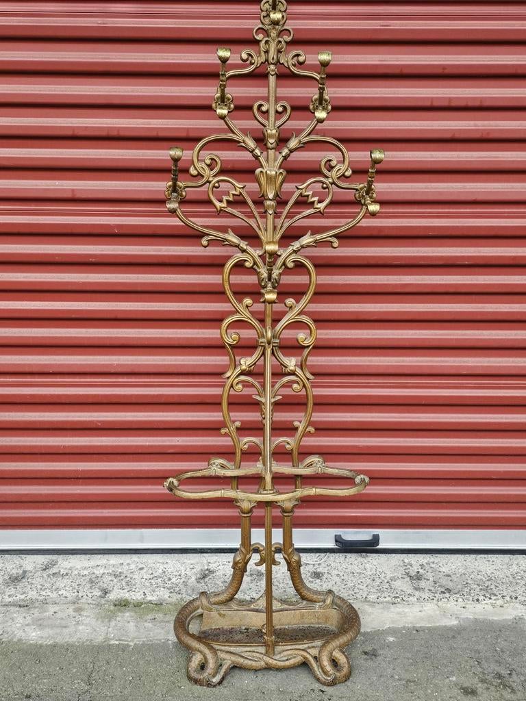 Art deco Franse Gietijzeren Kapstok met Paraplubak, Antiek en Kunst, Ophalen