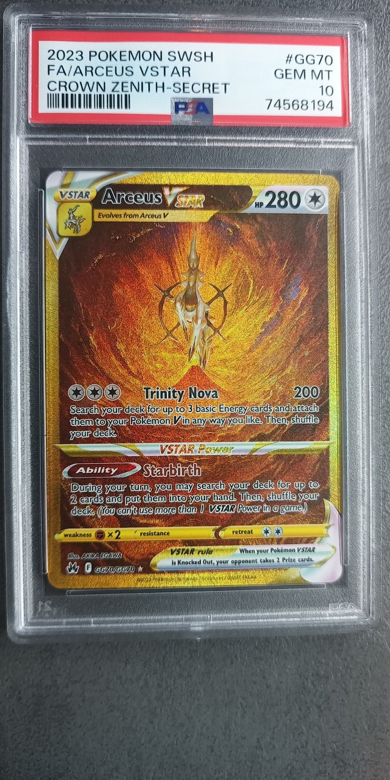 2023  ARCEUS V star crown zenith secret GG70 psa10, Ophalen of Verzenden