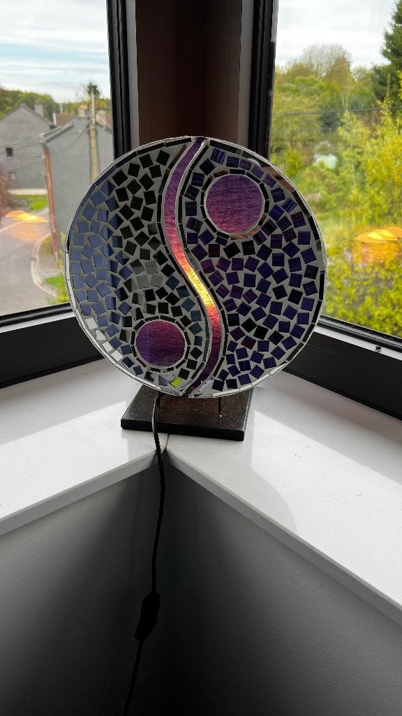 Lampe déco violette Ying et Yang, Antiquités & Art, Enlèvement