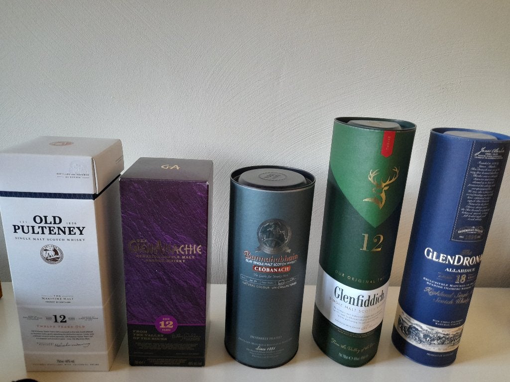 Single malt whisky - 5 kokers / dozen, Verzamelen, Ophalen of Verzenden, Zo goed als nieuw, Overige gebieden, Overige typen