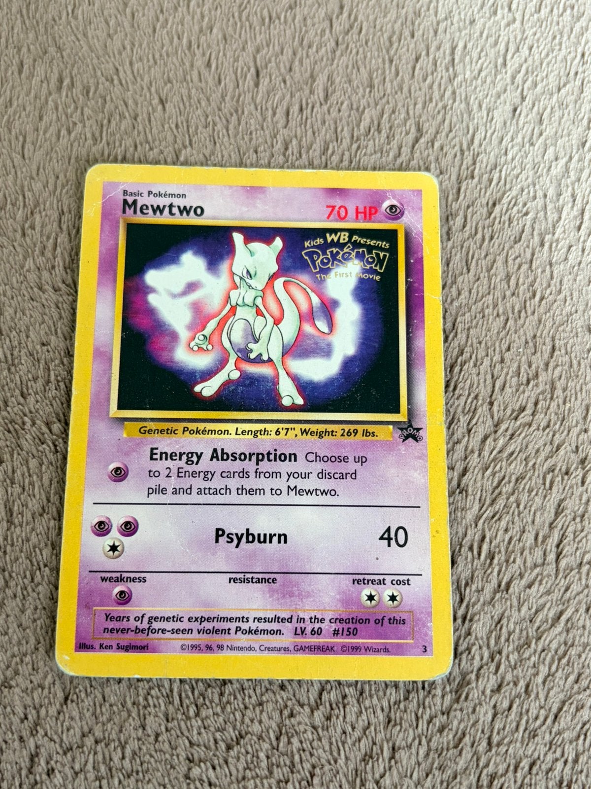 Pokemon kaart Mewtwo Promo Kids WB, Hobby en Vrije tijd, Verzamelkaartspellen | Pokémon, Ophalen of Verzenden, Gebruikt, Losse kaart