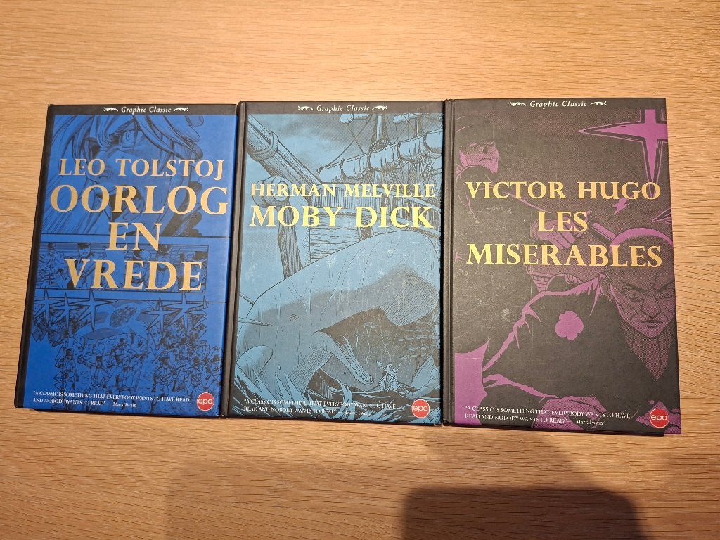 Graphic Classic - Les miserables, Moby Dick, Oorlog en vrede, Ophalen