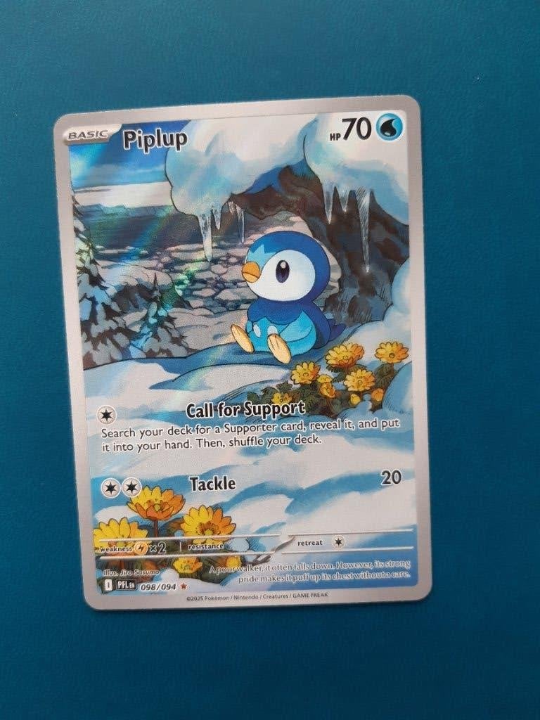 Pokemonkaart piplup 098/094, Hobby en Vrije tijd, Verzamelkaartspellen | Pokémon, Ophalen of Verzenden, Zo goed als nieuw, Losse kaart