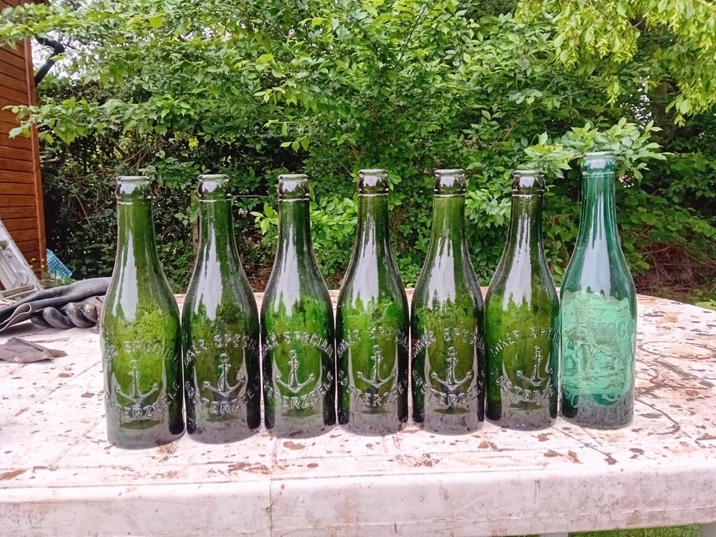 Oude vintage bierflessen  Het Anker Oosterzele, Ophalen of Verzenden