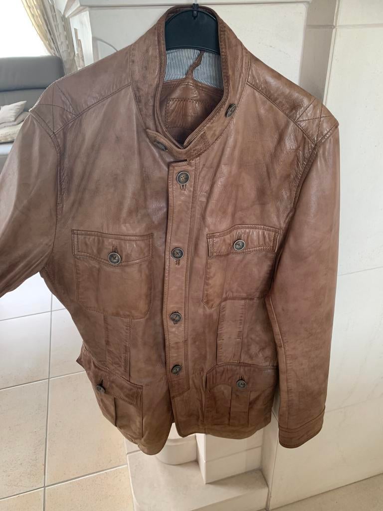 Lederen herenjas Massimo Duty, Kleding | Heren, Ophalen, Zo goed als nieuw, Maat 48/50 (M)